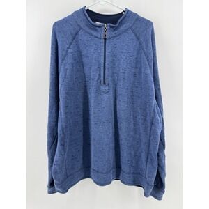 Tommy Bahama Mens Reversible 1/4 Zip Sweater Blue Heather Sweatshirt Sz XL